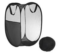 TIXIPEM Mesh Laundry Hamper Basket with Side Pocket [1PCS] - Collapsible Mesh Hamper for Travel & Dorms & Bathroom - [Black] Laundry Basket with Handle