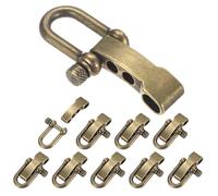 TIXIPEM Paracord Bracelet Shackle Buckle [10PCS] - Adjustable Metal U Bow Shackle Use for Survival Bracelets Belt & Outdoor Rope - [Bronze-Round Head] Screw Pin Anchor Buckles