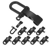 TIXIPEM Paracord Bracelet Shackle Buckle [10PCS] - Adjustable Metal U Bow Shackle Use for Survival Bracelets Belt & Outdoor Rope - [Black-Flat Head] Screw Pin Anchor Buckles