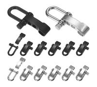 TIXIPEM Paracord Bracelet Shackle Buckle [14PCS] - Adjustable Metal U Bow Shackle Use for Survival Bracelets Belt & Outdoor Rope - [Silver&Black-Round Head] Screw Pin Anchor Buckles