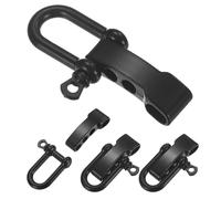 TIXIPEM Paracord Bracelet Shackle Buckle [4PCS] - Adjustable Metal U Bow Shackle Use for Survival Bracelets Belt & Outdoor Rope - [Black-Flat Head] Screw Pin Anchor Buckles