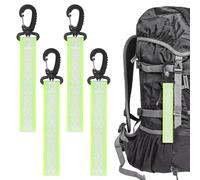 TIXIPEM Safety Reflector Pendants [4PCS] - Reflective Safety Keychain Gear with Plastic Buckle Use for Backpack & Running - [Fluorescent Green-8.1IN/20.5CM] Double-Sided Reflective Tags