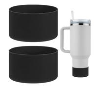 TIXIPEM Silicone Water Bottle Boot for Stanley [2PCS] - Anti-Slip Protective Sleeve Use for Protecting Water Bottles from Scratches - [Black - 2.95 IN] Bottom Bumper Protector