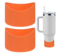 TIXIPEM Silicone Water Bottle Boot for Stanley [2PCS] - Anti-Slip Protective Sleeve Use for Protecting Water Bottles from Scratches - [Orange Red - 2.75 IN] Bottom Bumper Protector