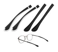 TIXIPEM Soft Glasses Ear Cushion [2 Pairs]-Silicone Eyeglasses Temple Tips Sleeve Anti-Slip Eyeglass Ear Grips Use for Behind The Ear -[Black White,Black] Comfort Glasses Retainers