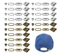 TIXIPEM Stainless Steel Cap Buckle [30Set] - Hat Buckle Replacement Use for Hats Strap Repair- [Bronze, Polished Silver-5MM Hole Size] Adjustable Baseball Cap