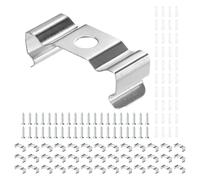 TIXIPEM Waterproof LED Strip Light Clips [40pcs] - Mounting Clips with Screws for LED Neon Flexible Strip Lighting, Neon Signs DIY - [Silver - 0.24 in]