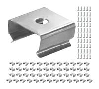 TIXIPEM Waterproof LED Strip Light Clips [50pcs] - Mounting Clips with Screws for 13x15mm LED Neon Flexible Strip Lighting, Neon Signs DIY - [Silver - 0.6 in]