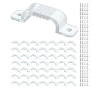 TIXIPEM Waterproof LED Strip Light Clips [50pcs] - Mounting Clips with Screws for 15x17mm LED Neon Flexible Strip Lighting, Neon Signs DIY - [Transparent - 1.38 in]