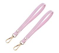 TIXIPEM Wristlet Strap [2PCS] - PU Leather Hand Strap for Wallet & Purse & Clutch & Cellphone Key Lanyard - [Pink-Gold-8.27In] Replacement Wrist Strap