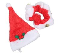 Tixiyu 2 Sets Pet Christmas Costume Santa Collar for Cat for Dogs with Bells Photo Design Soft Elves for Christmas Holiday Party New Year (L)