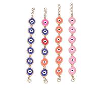 Tixiyu 4 Pieces Evil Eye Bracelet Happiness Elegant Decorative Accessory, Alloy Eye Bracelet Set in Blue, Orange, Pink and Mixed Colors, Ideal Gift for Women and Girls
