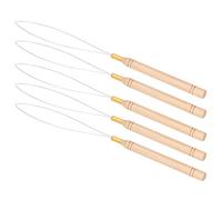 Tixiyu 5PCS Easy Grip Hair Extension Loop Needle Kit Flexible Metal Pin Pulling Hook Needle for Tufting, Beech Wood Handle for Barbershop, Household