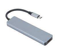 Tixiyu 6-In-1 Aluminum Alloy Type-C Hub Adapter for Pro Dell XPS Spectre, Docking Station Adapter with 4K PD USB 3.0 for Travel, 11 X 3 X 1cm