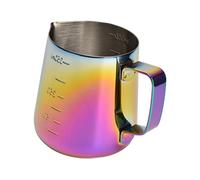 Tixiyu Exquisite Stainless Steel Garland Cup with Scales, Colorful Coffee Pitcher for Professional Baristas, 350ml Latte Jug with Rounded Handles for Smooth Drawing,