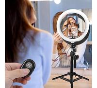 Tixiyu LED Ring Light Portable Foldable Tripod Photography Fill Light for Makeup Video Studio, 10 Inch, USB Powered, 360° Rotation, Cold/Warm for Perfect Illumination, Metal + ABS Material