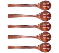 Tixiyu Natural Wooden Rice Spoon Set Long Handle Durable Non-Toxic Cereal Eating Hot Soup Spoon Kitchen Tableware 5 Pieces