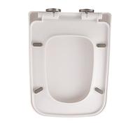 Tixiyu Universal Durable White Square Toilet Seat for Bathroom Quiet Close Universal Toilet Seat for Family, PP Material 13.4in X 16.5-18.9in