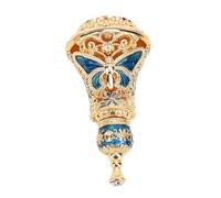 Tixiyu Vintage Enamel Middle Eastern Style Perfume Bottle Refillable for Bathroom Vanity (Golden Blue)