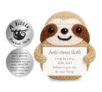 Tixlux Positive Sloth Gifts, Handmade Anti-Stress Cute Knitted Sloth, with Pocket Hug Lucky Charm, Good Luck | Emotional Support | Get Well Soon | Encouragement | Birthday Gifts for Women Men