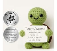 Tixlux Positive Turtle Gifts, Handmade Positive Cute Knitted Turtle Doll, with Pocket Hug Lucky Charm, Good Luck | Emotional Support | Get Well Soon | Christmas | Birthday Gifts for Women Men Kids