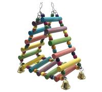 Tixqeaif 1 Piece Parrots Toys Bird Swing Climbing Hanging Ladder Bridge Wooden Rainbow Pet Parrot Macaw Hammock Bird Toy Multi-Function Easy To Use With Bell