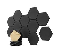 Tixqeaif 12 Pieces Acoustic Sound Pads, 12 x 10 x 0.4 Inch Hexagonal Self Adhesive Sound Absorbers for Bedroom, Home, Study, Black