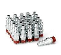 Tixqeaif 25 Pcs 1/4 Inch Air Hose Fittings, 1/4 Inch Body Size,M-Type Plug,1/4 Inch Male Threads Size, Pre-Coated, 300PSI
