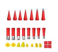 Tixqeaif 27 Piece Caulk Nozzle Applicator with Base Yellow & Red Stainless Steel Caulking Finisher Sealant Finishing Tool Kitchen Sink Joint