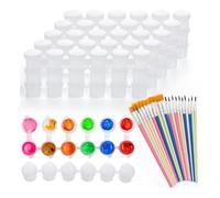 Tixqeaif 60 Pcs Paint Pot with Lid & 20 Pcs Paint Brushes,0.3oz Empty Paint Containers with Lids, for Kids Classrooms Schools Art