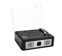 Tixqeaif Bluetooth Desktop CD Players for Home Built-in Speakers Rechargeable Headphone Jack Vintage CD Player Brown Black