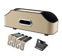 Tixqeaif Car Headrest Backseat Organizer with 2 Drink Cup Holder, Cell Phone Holders, Hooks and Tissue Box Accessories - Beige