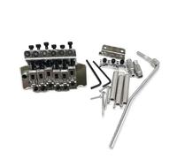 Tixqeaif Electric Guitar Double Locking Vibrato System, 6-String Base, R2 42/R3 43mm Nut, Chrome Plated Silver