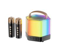 Tixqeaif Karaoke Machine, Portable Bluetooth Karaoke Speaker with High Beam Lights for Adults and Children Microphones Easy Installation Easy to Use Black