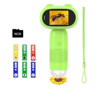 Tixqeaif P30 Kids Microscope, 1000x Slide Digital Microscope with 2 Inch Screen, HD 16MP Camera and 1080P Video, Pocket Coin A