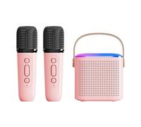 Tixqeaif Portable Bluetooth 5.3 Speakers with 2 Wireless Microphones Speaker for Home Singing Easy Installation Pink