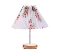 Tixqeaif Vintage USB Table Lamp in 3 Colours Pleated Fabric for Bedroom, Creating a Cozy and Decorative Atmosphere