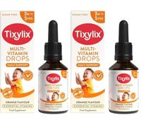 Tixylix 50ml Multi-Vitamin Drops for Children, 9 Vitamins to Support Growth & Immune Health - Sugar Free, Vegan, Gluten Free - Add to Food and Drink - for Children 3 Months to 5, Dropper Included