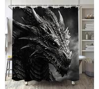 TIYAANDSY Dragon Shower Curtain for Bathroom, Black and White Boho Shower Curtain Set, Animal Fabric Modern Waterproof Bathroom Decor with 12 Hooks 72x72in YLATY651