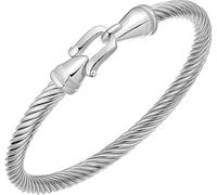 Tiyad Stainless Steel Cable Bracelets for Women Twisted Cable Bracelet with Hook Clasp Fashion Link Bracelets for Cuff Bangles, 2.76*2.76*0.39, Stainless Steel, no gemstone