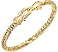 Tiyad Stainless Steel Cable Bracelets for Women Twisted Cable Bracelet with Hook Clasp Fashion Link Bracelets for Cuff Bangles, 2.76*2.76*0.39, Stainless Steel, no gemstone