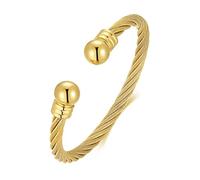 Tiyad Stainless Steel Golden Silver Twisted Cable Bracelet Adjustable Cuff Bangle Bracelets For Women, 2.5*2.5*0.4, Stainless Steel