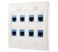 tiyao Ethernet Wall Plate 8 Port - Double Gang Cat6 RJ45 Jack Network Cable Faceplate Female to Female - Blue