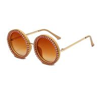 TIYETA Round Diamond Sunglasses UV400 Punk Sun Glasses Eyewear Rhinestone Shades for Women Men Bling Party Sunglasses,Pink,140mm