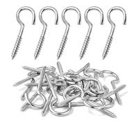 TIYETTIYI 100 pcs Stainless Steel Hook Screws 32mm Screw Eyelet Screw Hooks Sturdy Cup Hooks for Hanging Outside Lights