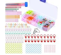 TIYETTIYI Stitch Markers 230pcs Crochet Stitch Markers Knitting Multi-Color Knitting Markers Large Eye Blunt Sewing Needles for Knitting Sewing Stitching Weaving with Storage Case