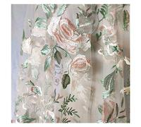 TIYGHI Encrypted Soft Mesh Embroidered Lace Fabric, Colored Yellow And Green Flowers, Rose Leaf Dress, Women Accessories (Color : Apricot mesh, Size : 1meter length)
