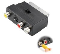 tiyiyok Scart to 3 x RCA Female In/Out Switch + S-Video S-VHS AV Audio Video Adapter, Suitable for DM Devices and Other Series with 21-Pin SCART Euro Connectors