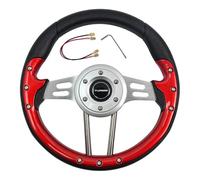 TIYPEOR Universal Racing Steering Wheel PU 320mm 12.5" Drift Sports Flat Steering Wheel with Horn Button for Racing Sport Modified Sim Racing Gaming,Golf Boat