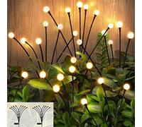 TIYUPA 2 Pack Solar Powered Firefly Lights, 8LED Outdoor Waterproof, Starburst Swaying Solar Firefly Garden Lights, Warm White